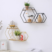 ins Nordic room wall decoration rack wall display rack Wall decorative frame wall hanging hexagon