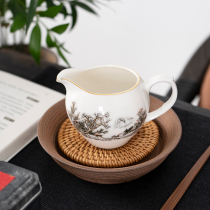 Chinese tea sea blue and white ceramic Gong Cup kung fu tea set zero with milk pot tea divider herbal tea UG glaze pure white