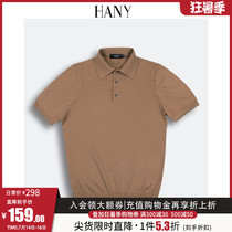 HANY knitted polo shirt mens short-sleeved cotton lapel business high-end vintage Italian mens t-shirt casual summer
