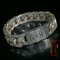 Antique Collection of Silver Bracelet Men Retro hollow silver string hegemonic fashion tiger annual gift silver handdress