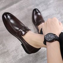 Spring new Inron Mens casual small leather shoes Han version Bean Bean Shoes Mens Foot Pedal Hair Stylist Pointed Tide Shoes