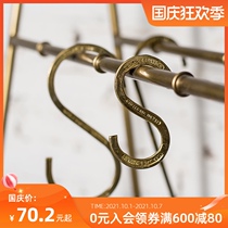 Spot Japanese imported PUEBCO retro brass metal adhesive hook Gold S hook multi-function nail free strong hook