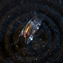 Silver Leaf Original Handmade Sterling Silver Meteor Ring Diamond 18k Rose Gold Starry Sky Van Gogh Birthday Gift to Girlfriend