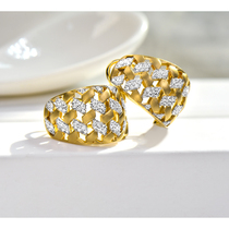Nova Caibao 18K gold woven diamond earrings fashion hollow sandblasting diamond earrings female Real Diamond
