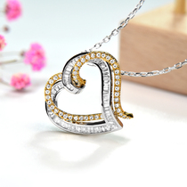 New Star Color Treasure 18K gold heart shaped diamond pendant female fashion personality heart heart heart diamond necklace choker