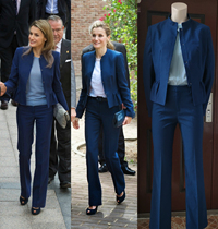 Spot 2021 Winter new female Spanish princess with intellectual temperament lotus leaf standing collar suit straight pants suit
