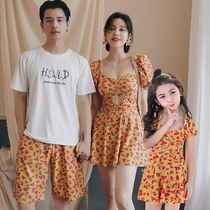 2020 new couple swimsuit Parent-child girls and boys a family of three and four honeymoon vacation thin conservative swimsuit