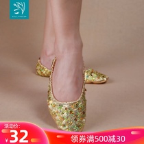 Dancer new belly dance shoes soft bottom dance shoes practice shoes size sequin flat shoes