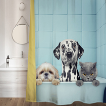 Toilet shower curtain cartoon shading waterproof thickened mildew-proof bathroom curtain curtain partition shower curtain cloth hanging curtain