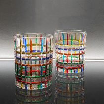 Spot Italian imported ZECCHIN hand painted color vertical stripe Crystal handmade glass enamel wine glass