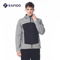 RAPIDO Mens KNITTED color matching top HOODED stitching casual sports cotton jacket