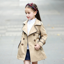 Girlswindshirt 2022 new Han - style English air - gas children in spring and autumn girls clothing in long coat coat