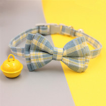 JK Wind Butterfly Knot Neckline grid Puppy Item Circle Necklace Cat Necklace Teddy Young Dog Collar Tie-in-knot The bell is delivered to the bell