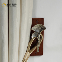 New Chinese curtain free hole hook Modern solid wood wall hook Curtain fixed wall hook buckle tied rope retractable hook