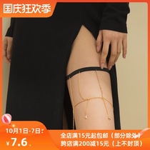 Stretch belt five-pointed star tassel thigh chain female European season thigh decoration sexy temperament Net red holiday travel accessories