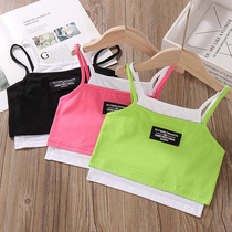 Short Western style~Girls wear summer cotton thin ice silk childrens sports hip-hop sleeveless T-shirt outside the camisole