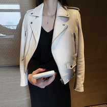 2021 Spring and Autumn new SLP imported sheep leather jacket leather jacket female locomotive short model thin handsome handsome