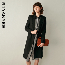 Face-face black mid-length style dress woman 2022 spring dress new commuter career Slim Minimalist Temperament Suit Jacket