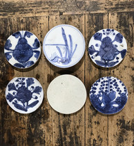 T791 Ming and Qing blue and white porcelain tea tray coaster Tea pet ancient porcelain pieces have been polished to see the fine picture package old fidelity 48 pieces