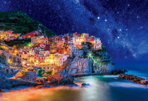Japan BEVERLY imported large decompression puzzle adult 1000 pieces of starry sky five fishing village luminous super difficult