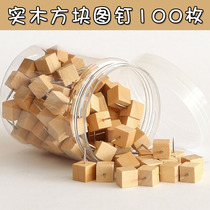 Wooden pushpins square creative cute students with log art nails message board display board decorative nails