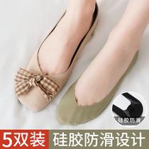 Boat socks womens summer pure cotton foot socks Womens anti-ice silk boat socks Invisible socks Summer shallow thin high heel socks