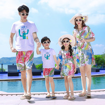 Y Beach parent-child clothing summer clothing family A family of three four family decoration foreign mother and child clothing seaside family clothing Leisure set