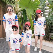 Y parent-child clothing summer clothing 2021 New Tide a family three mouth foreign style cotton sports suit mother and daughter mother and child clothing family