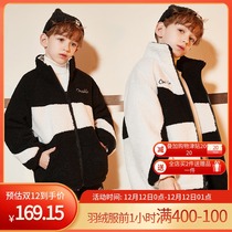 Boys on both sides wear coat 2021 winter clothes big childrens lamb hair jacket casual childrens clothing cotton coat tide card
