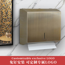Stainless steel tissue box Hotel toilet paper box Toilet paper box Non-perforated hand paper box Wall-mounted hand paper box