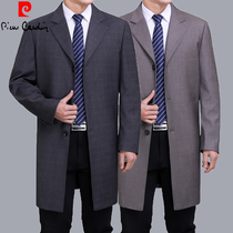 Pierre Cardin trench coat men long autumn middle-aged mens dad lapel collar XL shirt jacket