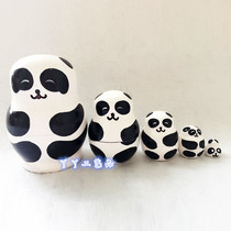 Five-layer panda Russian doll wooden toy craft gift wish doll Valentines Day gift