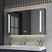 Custom bathroom separate smart mirror cabinet Bathroom wall-mounted wash basin makeup mirror box with LED mirror light to fog