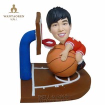 Playing basketball styling-Q version of live-action pottery custom wedding doll personality doll soft pottery doll custom
