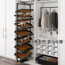 Wardrobe basket 360-degree rotating shoe rack cloakroom push-pull pants rack shoe cabinet hardware double-sided pull shoe rack customized