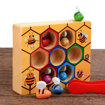 Wooden early teaching bee caught bee game block pair 1 - 2 - 3 years old children kindergarten toys