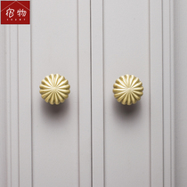 European English creative pure brass solid handle cabinet cabinet door Drawer Wardrobe Golden retro light luxury copper handle