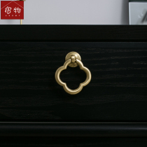 New Chinese American French pure brass handle cabinet cabinet door drawer copper handle four-leaf clover golden handle