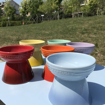 LeCreuset cool color Pet Bowl cat dog universal high foot ceramic grain bowl water bowl protection cervical spine small dog cat