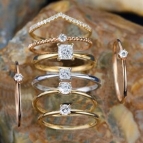 Four-claw round small diamond ring female 18K gold rose gold 5 points 10 points 20 points single drill real diamond ring can be customized