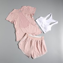 Korean sports suit womens 2021 summer thin section running quick-drying professional short-sleeved shorts Gym net red yoga suit