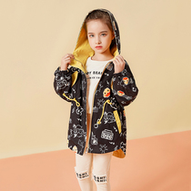  Childrens clothing girls  jacket spring and autumn Western style double-sided windbreaker 2021 new Korean version of childrens fashionable middle and large childrens clothes