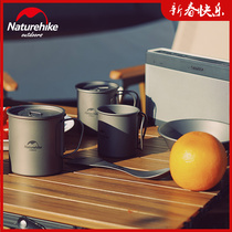 NH mobile outdoor tableware titanium cup titanium bowl picnic pure titanium bowl folding cup can boil water portable tableware set