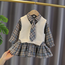 South Korean girl girl one-piece dress spring autumn 1 baby foreign air princess dress 2 girl skirt 3 children trendy cover skirt 4 years of age