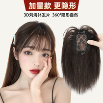 3d French air bangs wig Female incognito real hair fake bangs cover white hair forehead top hair replacement wig piece