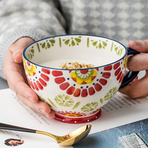 You porcelain creative hand-painted oatmeal Cup Breakfast Cup home cup large capacity Bowl Cup mark ceramic cup children