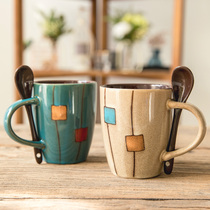 Cup couple pair creative mug couple pair cup set Japanese retro ceramic coffee cup