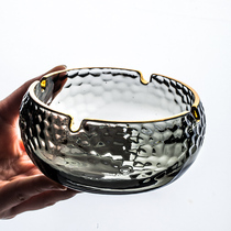 You porcelain light luxury gold edge glass ashtray Nordic ins home living room office trumpet windproof crystal ashtray