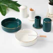 Nordic ins light luxury toothpick cylinder ceramic ashtray creative personality simple fashion home living room hotel set