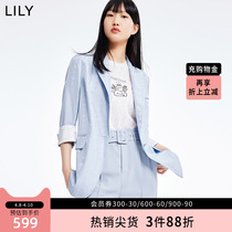 LILY2022 summer new womens dress breathable acetate Alphabet Printed Playful Love Button Commute Little Suit Jacket